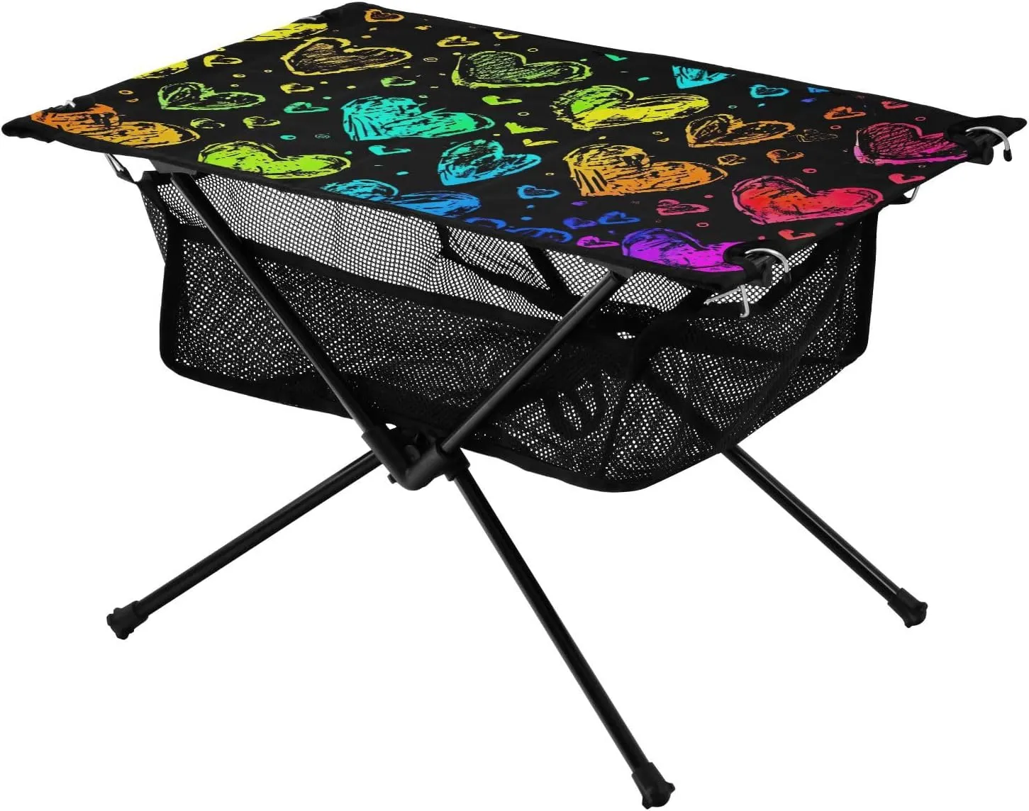 xigua Colorful Love Folding Camping Table,Portable Camp Table with Carry Bag Beach Table Folding Table for Picnic, Camp,Party,Travel115