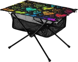 xigua Colorful Love Folding Camping Table,Portable Camp Table with Carry Bag Beach Table Folding Table for Picnic, Camp,Party,Travel115