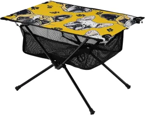 xigua Cute Dogs Folding Camping Table,Portable Camp Table with Carry Bag Beach Table Folding Table for Picnic, Camp,Party,Travel124