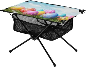 xigua Easter Colored Eggs Folding Camping Table,Portable Camp Table with Carry Bag Beach Table Folding Table for Picnic, Camp,Party,Travel170