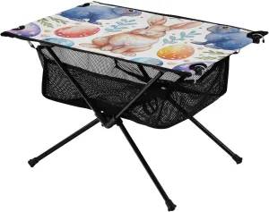 xigua Easter Colored Eggs Folding Camping Table,Portable Camp Table with Carry Bag Beach Table Folding Table for Picnic, Camp,Party,Travel203