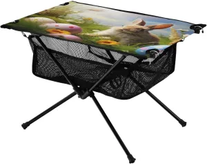 xigua Easter Eggs and Rabbits Folding Camping Table,Portable Camp Table with Carry Bag Beach Table Folding Table for Picnic, Camp,Party,Travel215