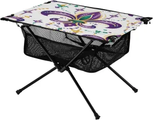 xigua Happy Mardi Gras Folding Camping Table,Portable Camp Table with Carry Bag Beach Table Folding Table for Picnic, Camp,Party,Travel224