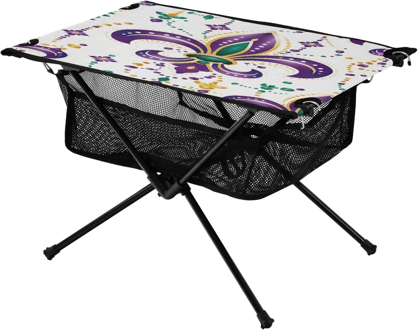 xigua Happy Mardi Gras Folding Camping Table,Portable Camp Table with Carry Bag Beach Table Folding Table for Picnic, Camp,Party,Travel224