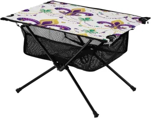 xigua Happy Mardi Gras Folding Camping Table,Portable Camp Table with Carry Bag Beach Table Folding Table for Picnic, Camp,Party,Travel230