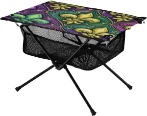 xigua Happy Mardi Gras Folding Camping Table,Portable Camp Table with Carry Bag Beach Table Folding Table for Picnic, Camp,Party,Travel236