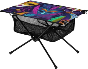 xigua Mardi Gras Masks Folding Camping Table,Portable Camp Table with Carry Bag Beach Table Folding Table for Picnic, Camp,Party,Travel284