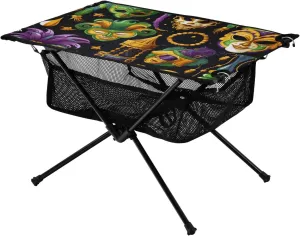 xigua Mardi Gras Masks Folding Camping Table,Portable Camp Table with Carry Bag Beach Table Folding Table for Picnic, Camp,Party,Travel293
