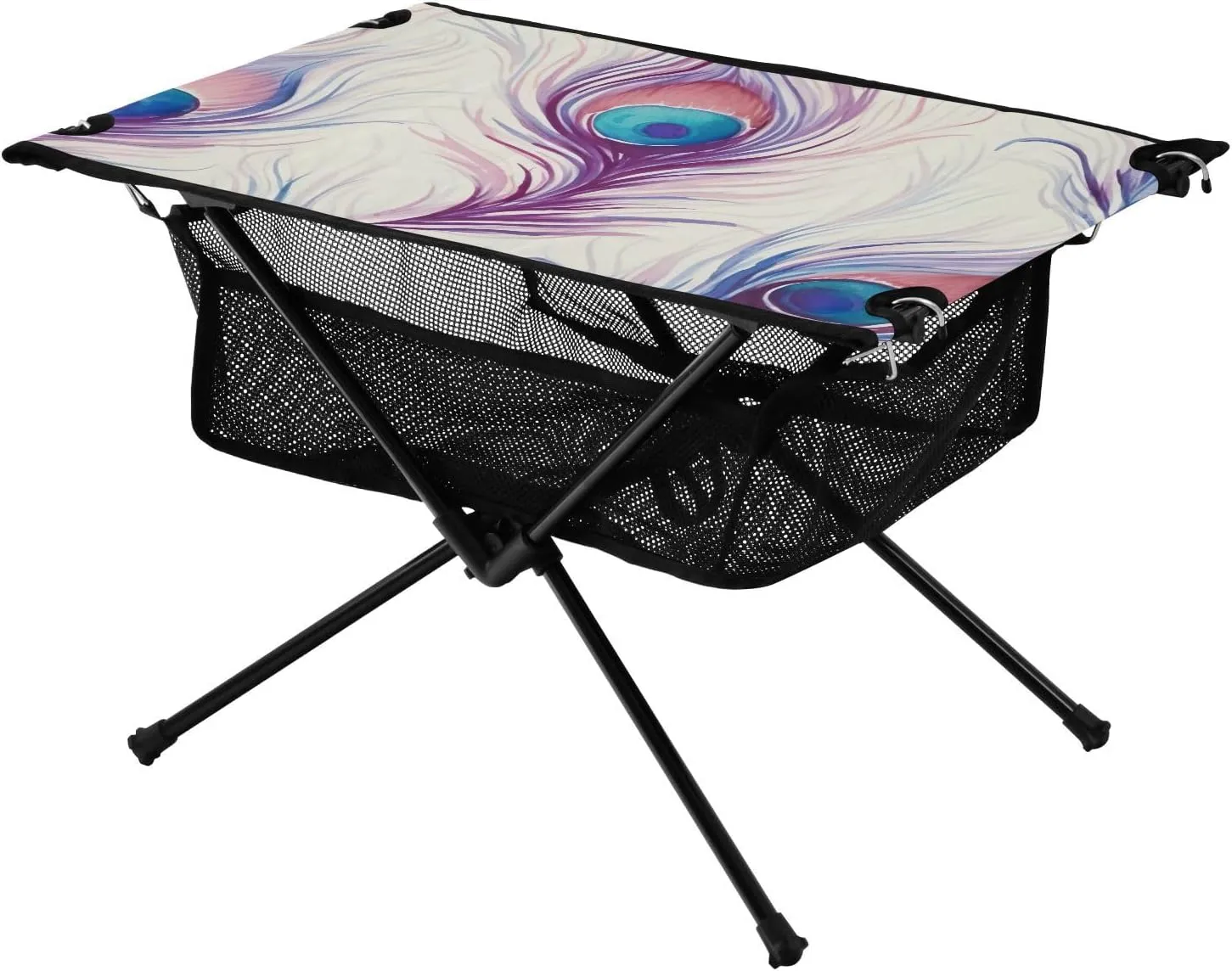 xigua Peacock Feathers Folding Camping Table,Portable Camp Table with Carry Bag Beach Table Folding Table for Picnic, Camp,Party,Travel297