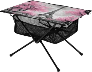 xigua Romantic Eiffel Tower Folding Camping Table,Portable Camp Table with Carry Bag Beach Table Folding Table for Picnic, Camp,Party,Travel309