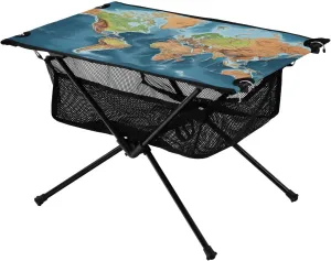 xigua World Map Folding Camping Table,Portable Camp Table with Carry Bag Beach Table Folding Table for Picnic, Camp,Party,Travel281
