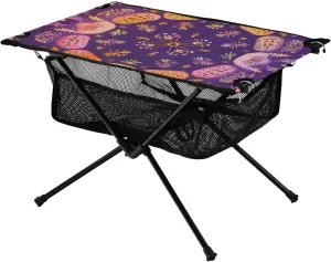 xigua Yellow Gradient Mandala Folding Camping Table,Portable Camp Table with Carry Bag Beach Table Folding Table for Picnic, Camp,Party,Travel170