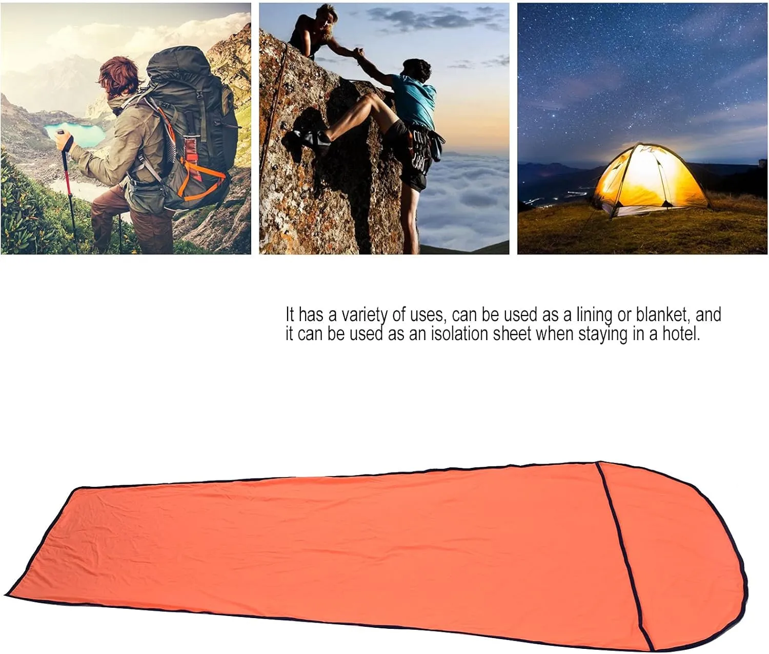 XPSSJMU Sleeping Bag Liner Portable Multifunctional Elastic Sleeping Sack Liner for Backpacking Hotel Hostels Traveling