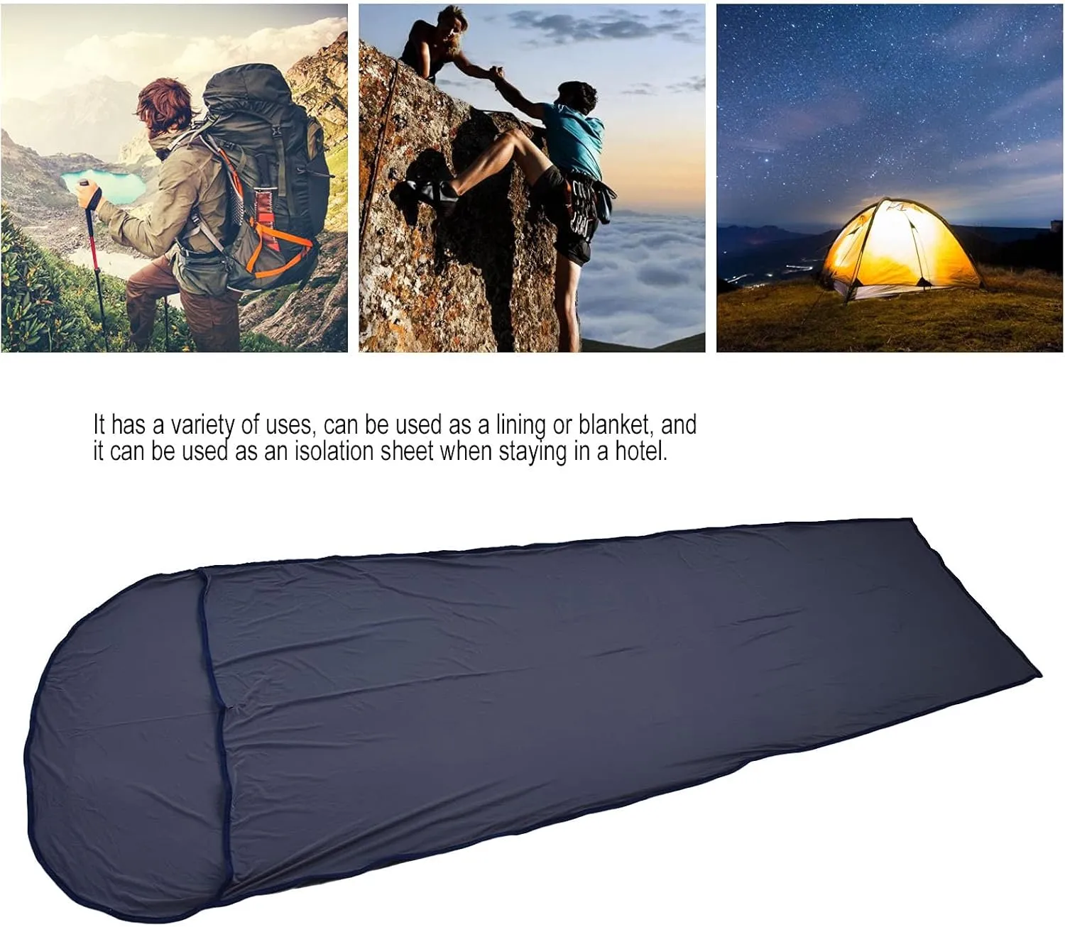 XPSSJMU Sleeping Bag Liner Portable Multifunctional Elastic Sleeping Sack Liner for Backpacking Hotel Hostels Traveling