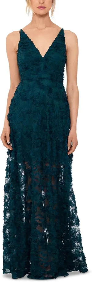 Xscape Womens Floral Lace Gown Dress
