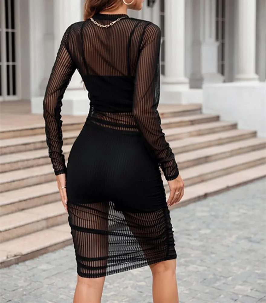 Xuan2Xuan3 Women's Dresses Fall Long Sleeve Snake Printed Zipper Neck Knit Bodycon Evening Party Long Dress