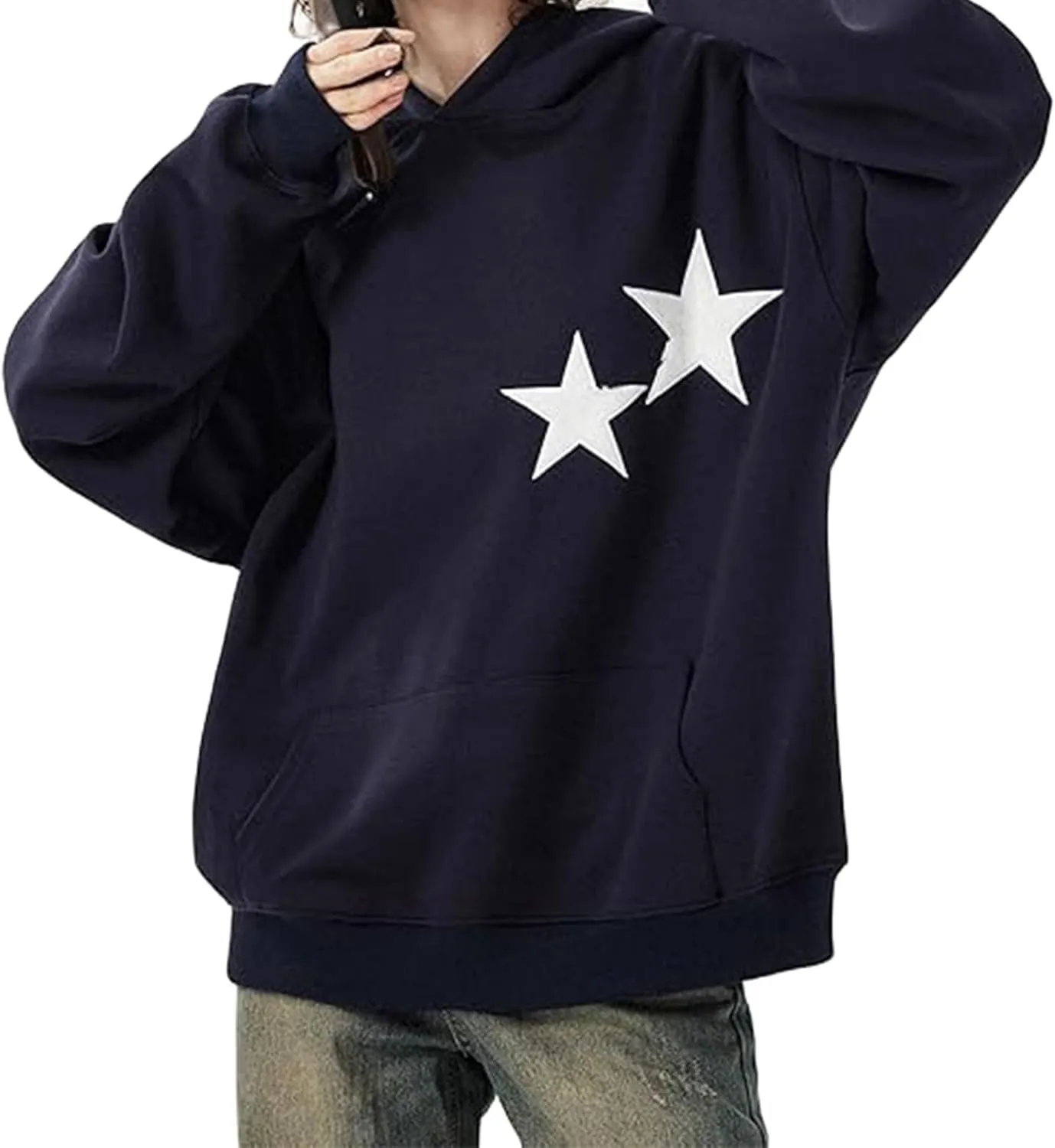Y2k Hoodie Women Men Graphic Star Hoodies Vintage Aesthetic Pullover Sweatshirt Harajuku Jacket Streetwear