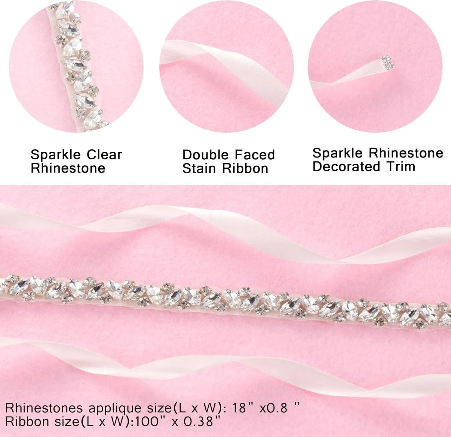 yanstar Handmade Crystal Rhinestone Wedding Bridal Belts With Ribbons For Bridal Dress