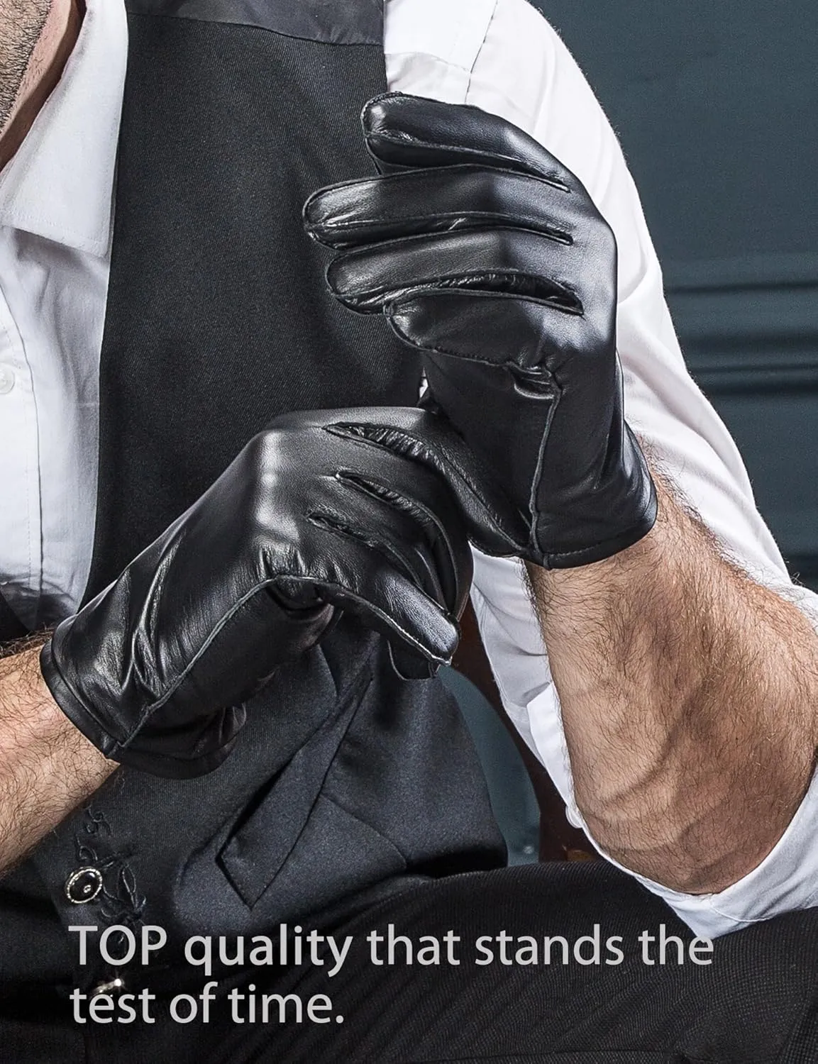 YISEVEN Men's Lambskin Leather Gloves