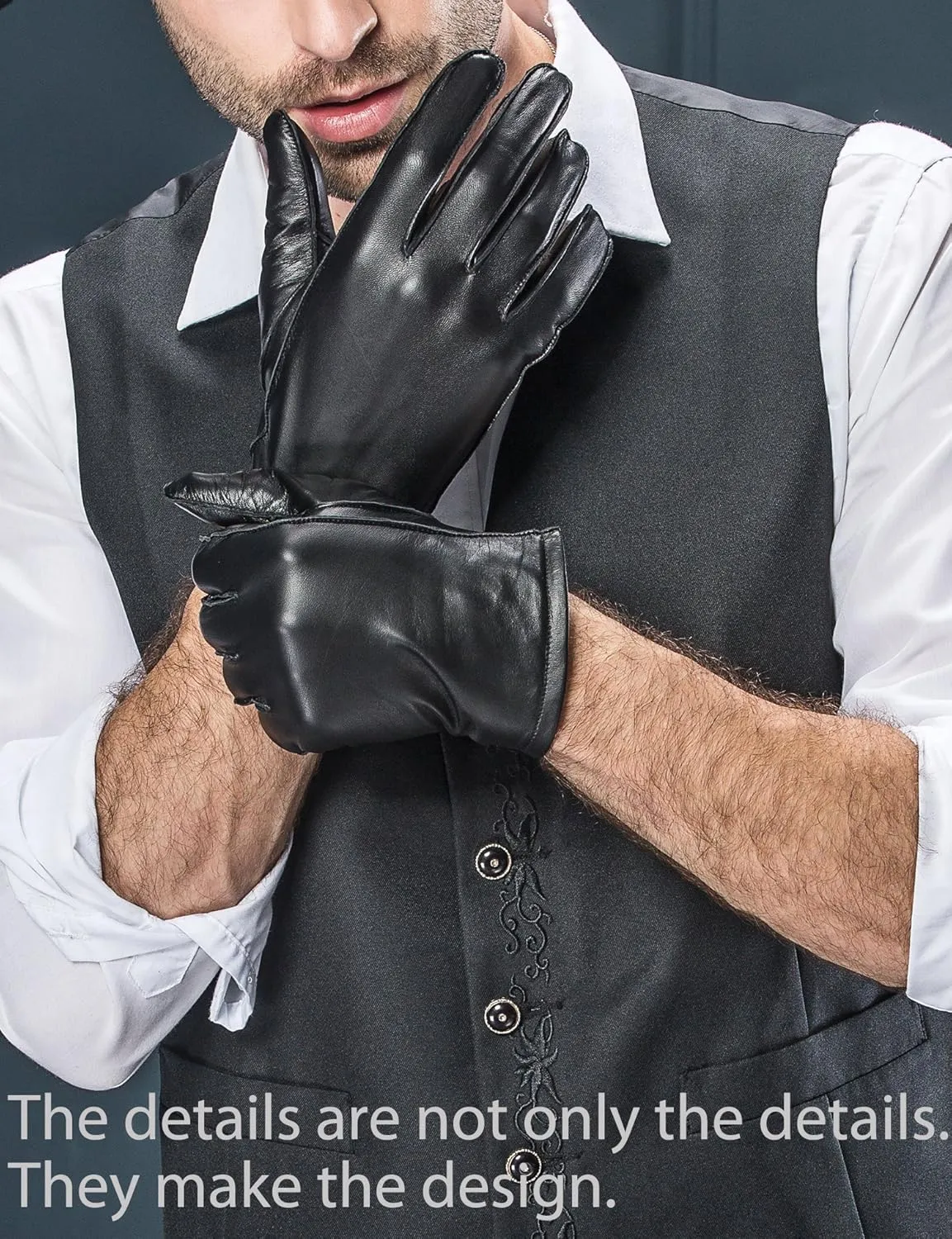 YISEVEN Men's Lambskin Leather Gloves
