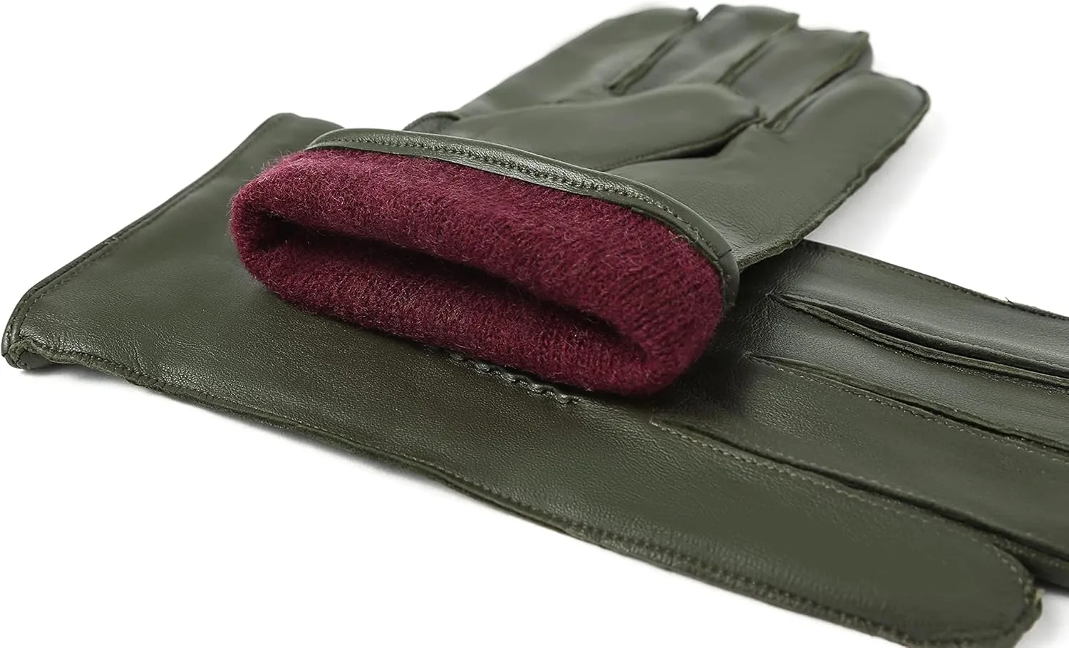 YISEVEN Winter Men's Touchscreen Warm Lambskin Leather Gloves