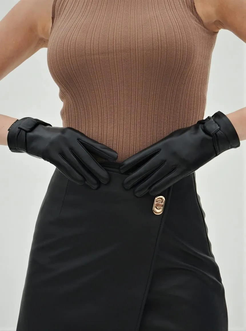 YISEVEN Women's Touchscreen Lambskin Dress Leather Gloves with Knot