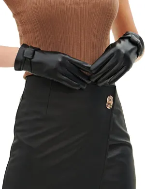 YISEVEN Women's Touchscreen Lambskin Dress Leather Gloves with Knot