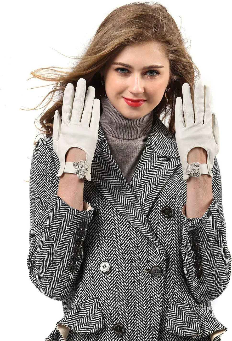 YISEVEN Women's Winter Driving Touchscreen Sheepskin Leather Gloves