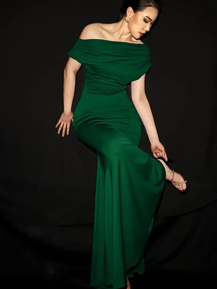YMDUCH Women's Elegant Sleeveless Off Shoulder Bodycon Long Formal Party Evening Dress
