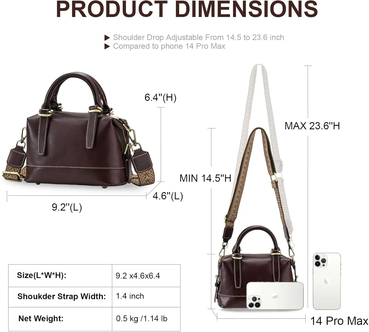 Yonami Women's Genuine Leather Crossbody Bag - Compact & Lightweight Designer Handbags