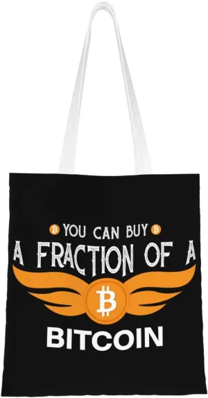 You Can Buy A Fraction Lf A Bitcoin Tote Bag for Women Canvas Shopping Bags Reusable Large Capacity Casual Shoulder Handbags Grocery Bags DIY Gift Bags