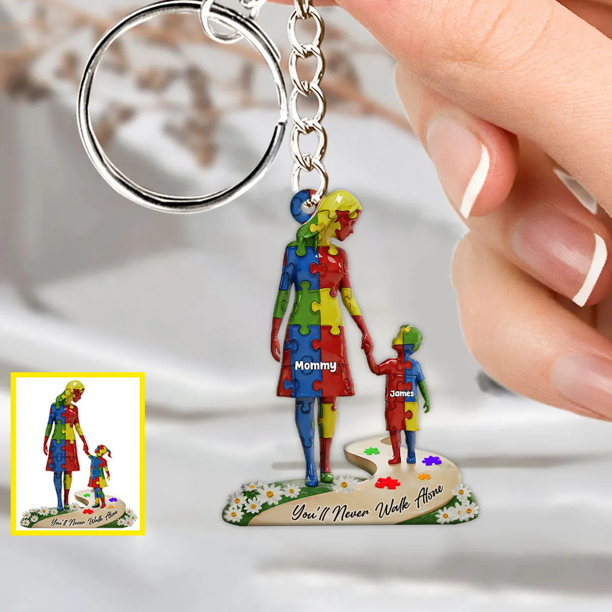 You'll Never Walk Alone - Personalized Autism Awareness Keychain