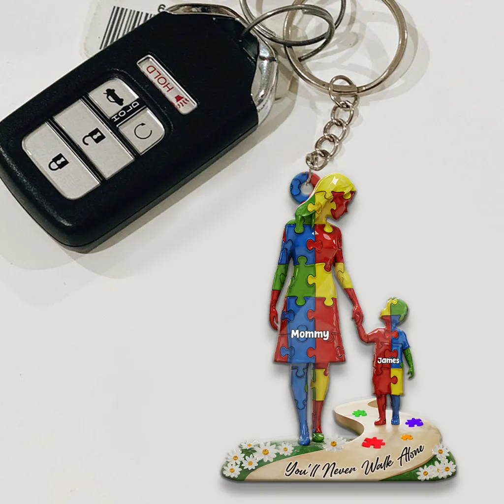 You'll Never Walk Alone - Personalized Autism Awareness Keychain