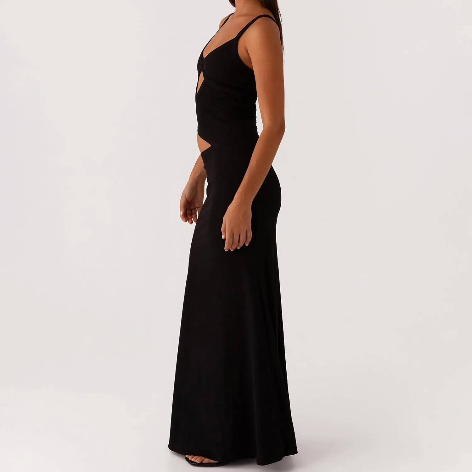 Yuemengxuan Women Sexy Backless Lace up Maxi Dress Elegant Spaghetti Strap Hollow Out Long Dress Party Streetwear