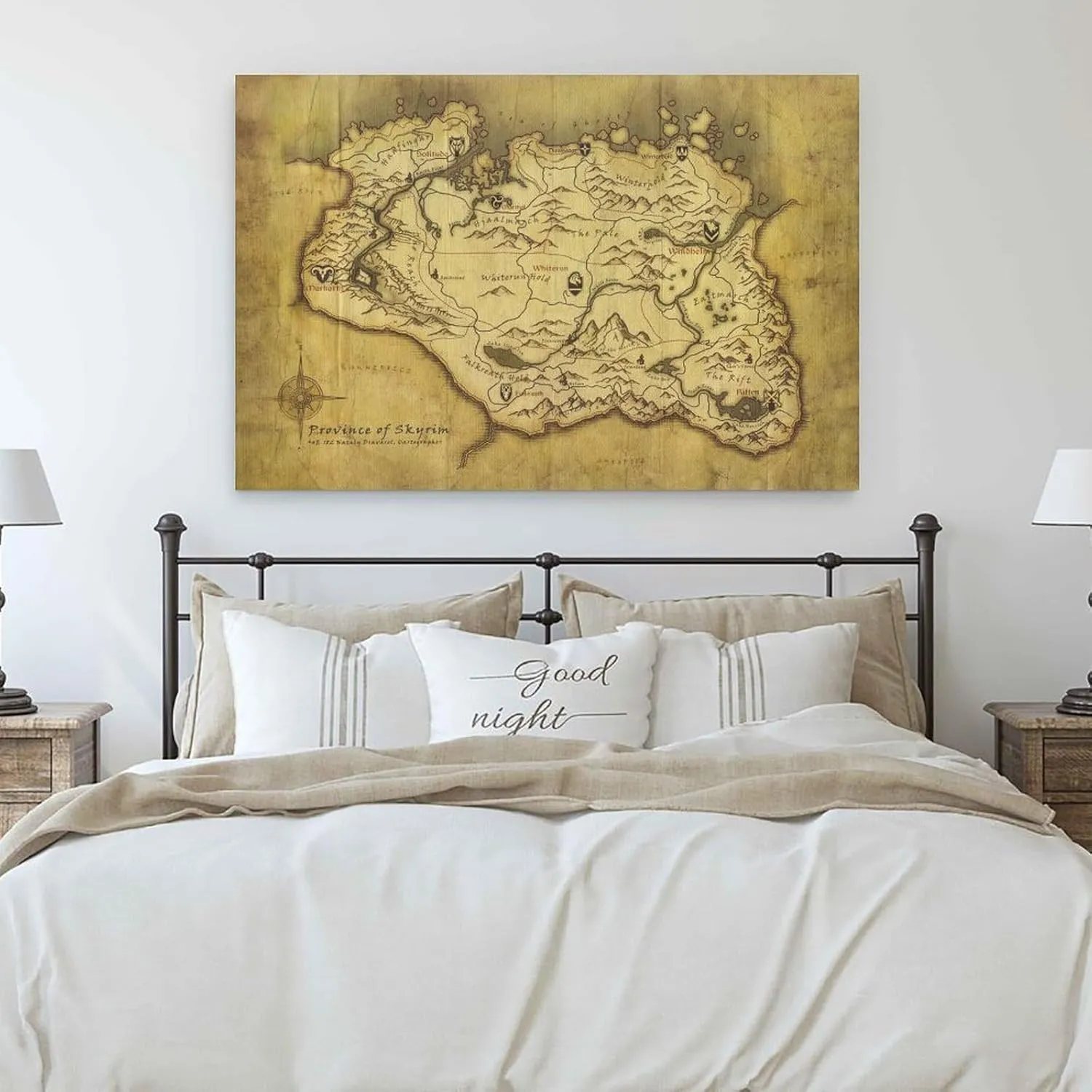 YYNLIN Skyrim Anthology Map Canvas Art Poster Poster for Room Aesthetic Posters & Prints on Canvas Wall Art Poster for Room 12x18inch(30x45cm), Frame-style