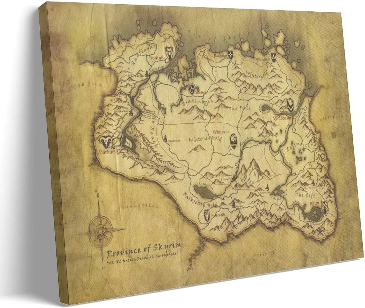 YYNLIN Skyrim Anthology Map Canvas Art Poster Poster for Room Aesthetic Posters & Prints on Canvas Wall Art Poster for Room 12x18inch(30x45cm), Frame-style