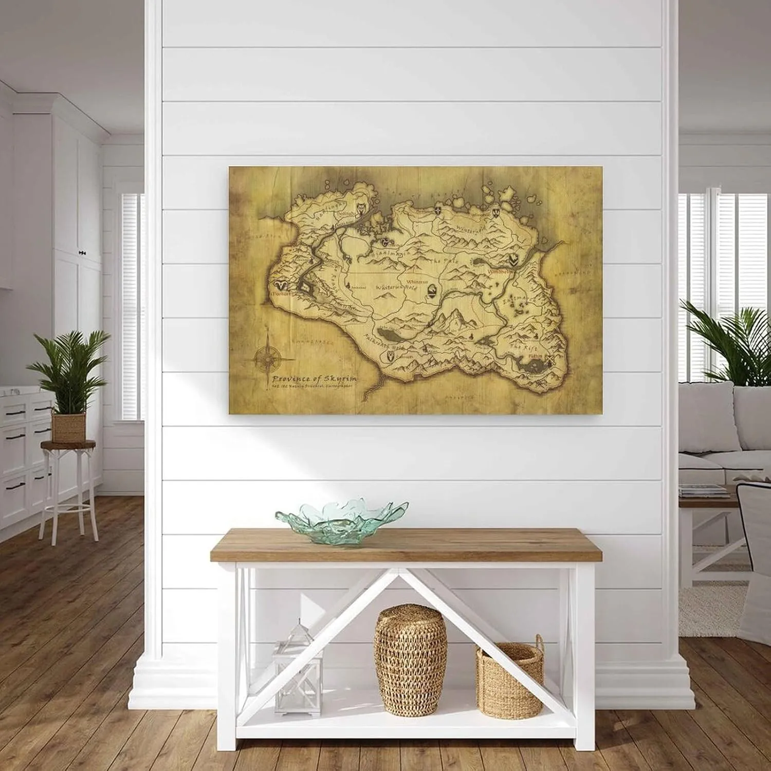 YYNLIN Skyrim Anthology Map Canvas Art Poster Poster for Room Aesthetic Posters & Prints on Canvas Wall Art Poster for Room 12x18inch(30x45cm), Frame-style