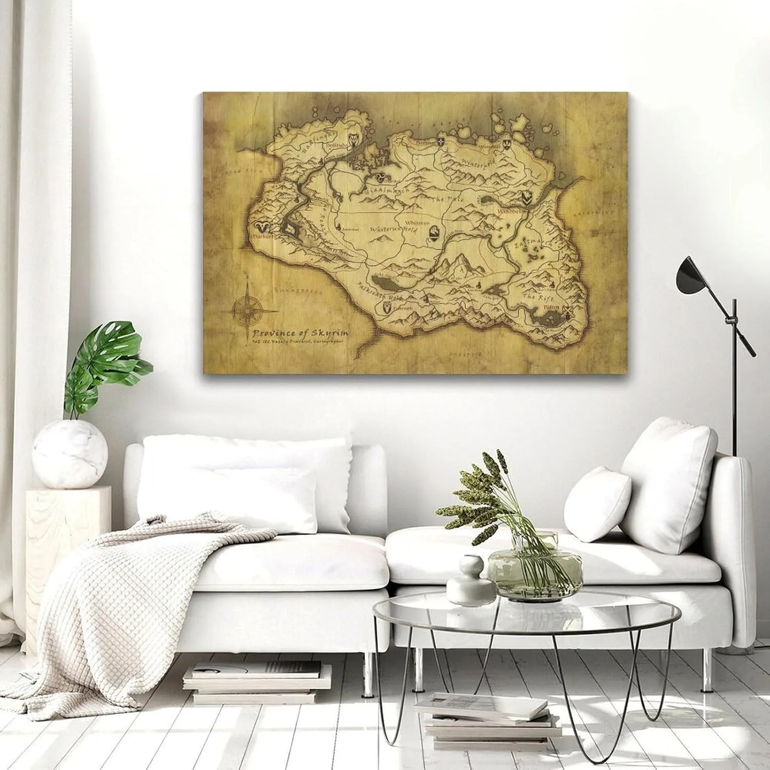 YYNLIN Skyrim Anthology Map Canvas Art Poster Poster for Room Aesthetic Posters & Prints on Canvas Wall Art Poster for Room 12x18inch(30x45cm), Frame-style