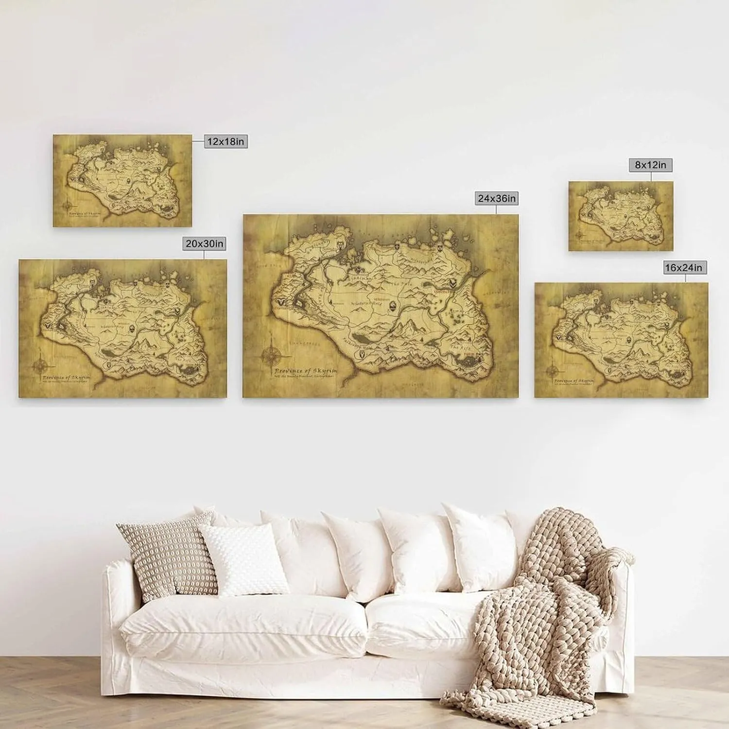YYNLIN Skyrim Anthology Map Canvas Art Poster Poster for Room Aesthetic Posters & Prints on Canvas Wall Art Poster for Room 12x18inch(30x45cm), Frame-style