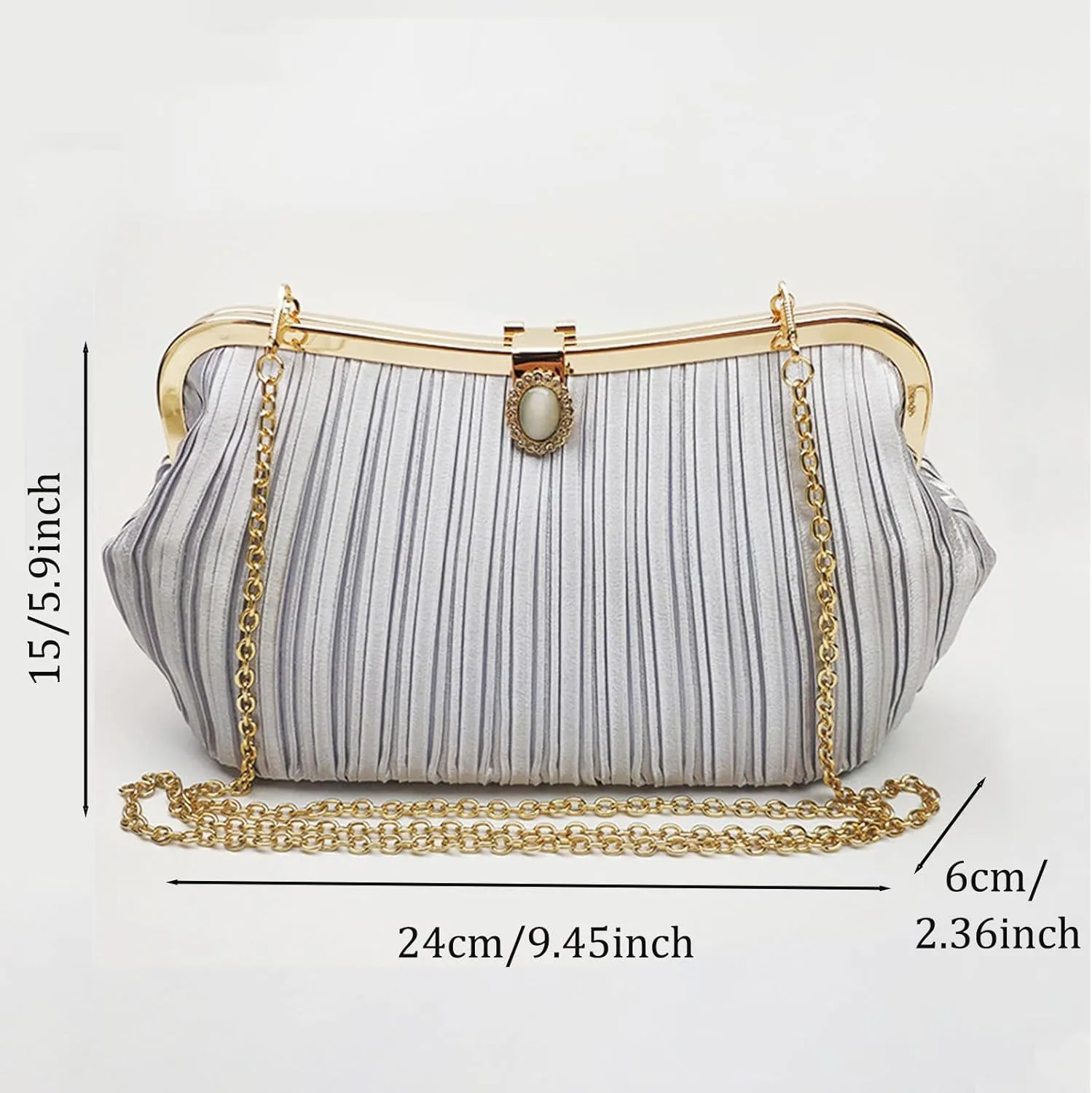 YYW Clutch Purse for Women Elegant Evening Bag Pleated Satin Purse Handbag