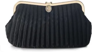 YYW Clutch Purse for Women Elegant Evening Bag Pleated Satin Purse Handbag
