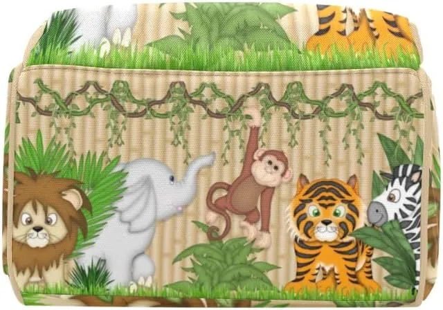 Zebra Monkey Tiger Personalized Diaper Bag Backpack Custom Name Daypack Large Mommy Bag for Teen Girl Boy Student