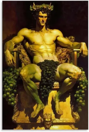 ZJLGQWCV Dionysus Greek Mythology Bacchus Art Painting Poster Room Poster 3(3) Wall Poster Art Canvas Printing Gift Office Bedroom Aesthetic Poster Unframed Style 24x36inch(60x90cm), red