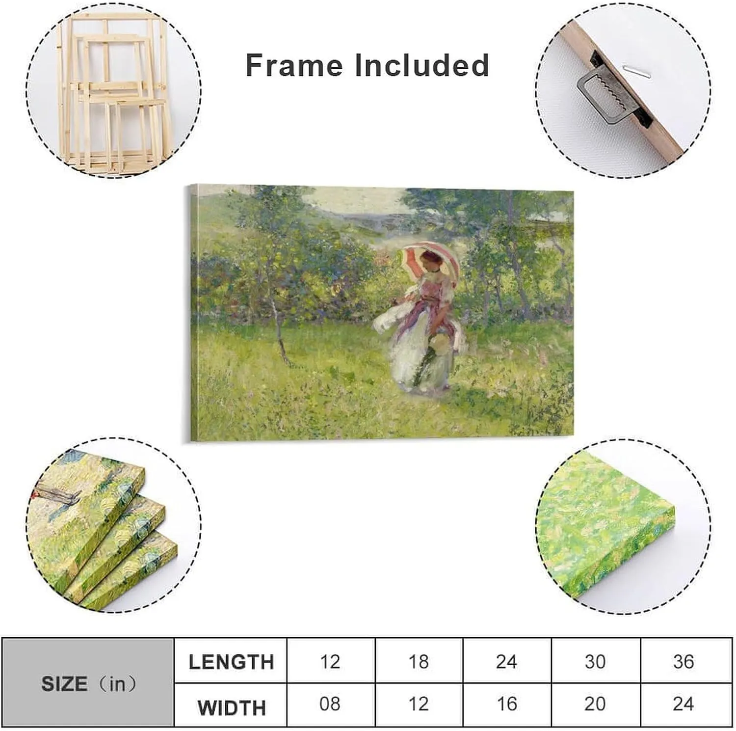 ZMLFJEA Richard Edward Miller,The Parasol,Girl Umbrella Canvas Poster Wall Art Decor Print Picture Paintings for Living Room Bedroom Decoration 24x36inch(60x90cm), Frame-style