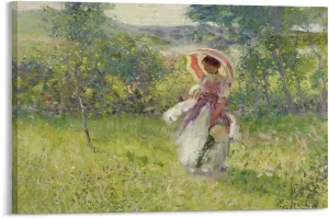 ZMLFJEA Richard Edward Miller,The Parasol,Girl Umbrella Canvas Poster Wall Art Decor Print Picture Paintings for Living Room Bedroom Decoration 24x36inch(60x90cm), Frame-style