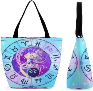 Zodiac Sign Virgo Hobo Handbags With Zipper Women's Tote Handbags