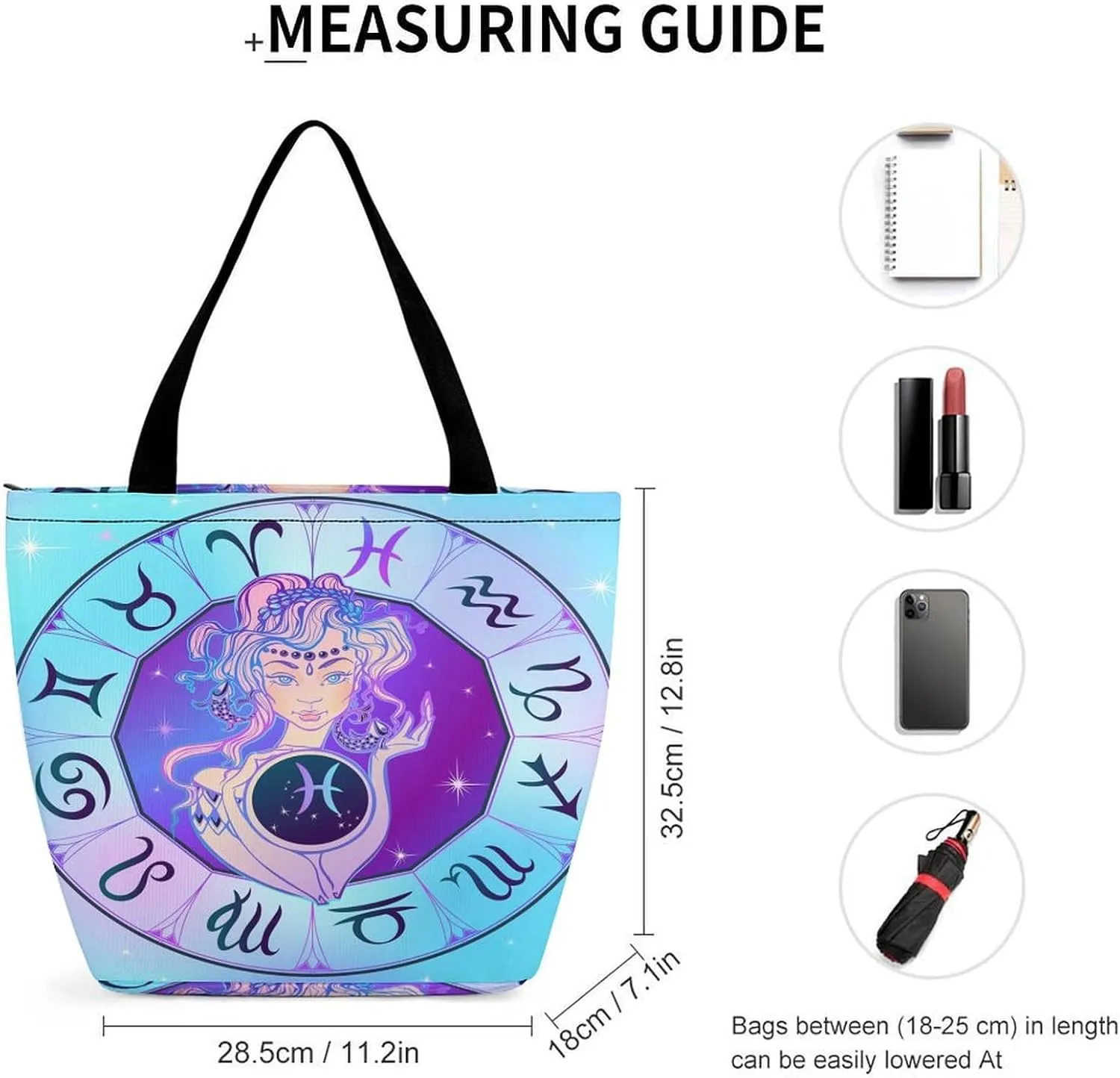 Zodiac Sign Virgo Hobo Handbags With Zipper Women's Tote Handbags