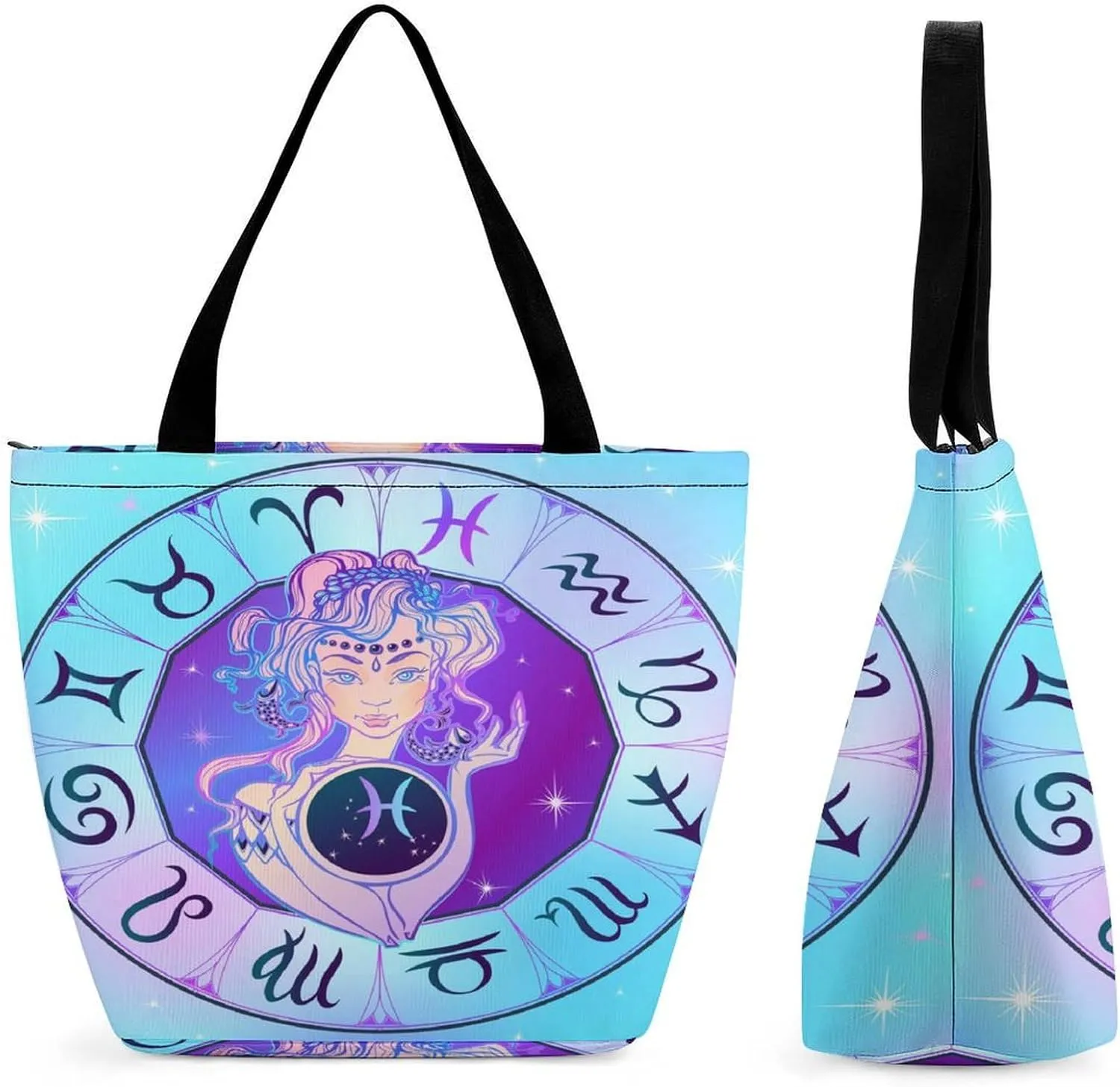Zodiac Sign Virgo Hobo Handbags With Zipper Women's Tote Handbags