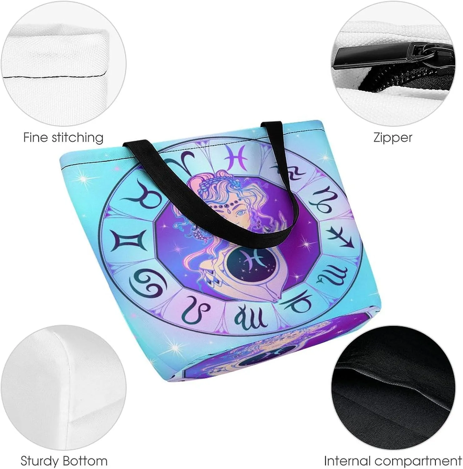 Zodiac Sign Virgo Hobo Handbags With Zipper Women's Tote Handbags