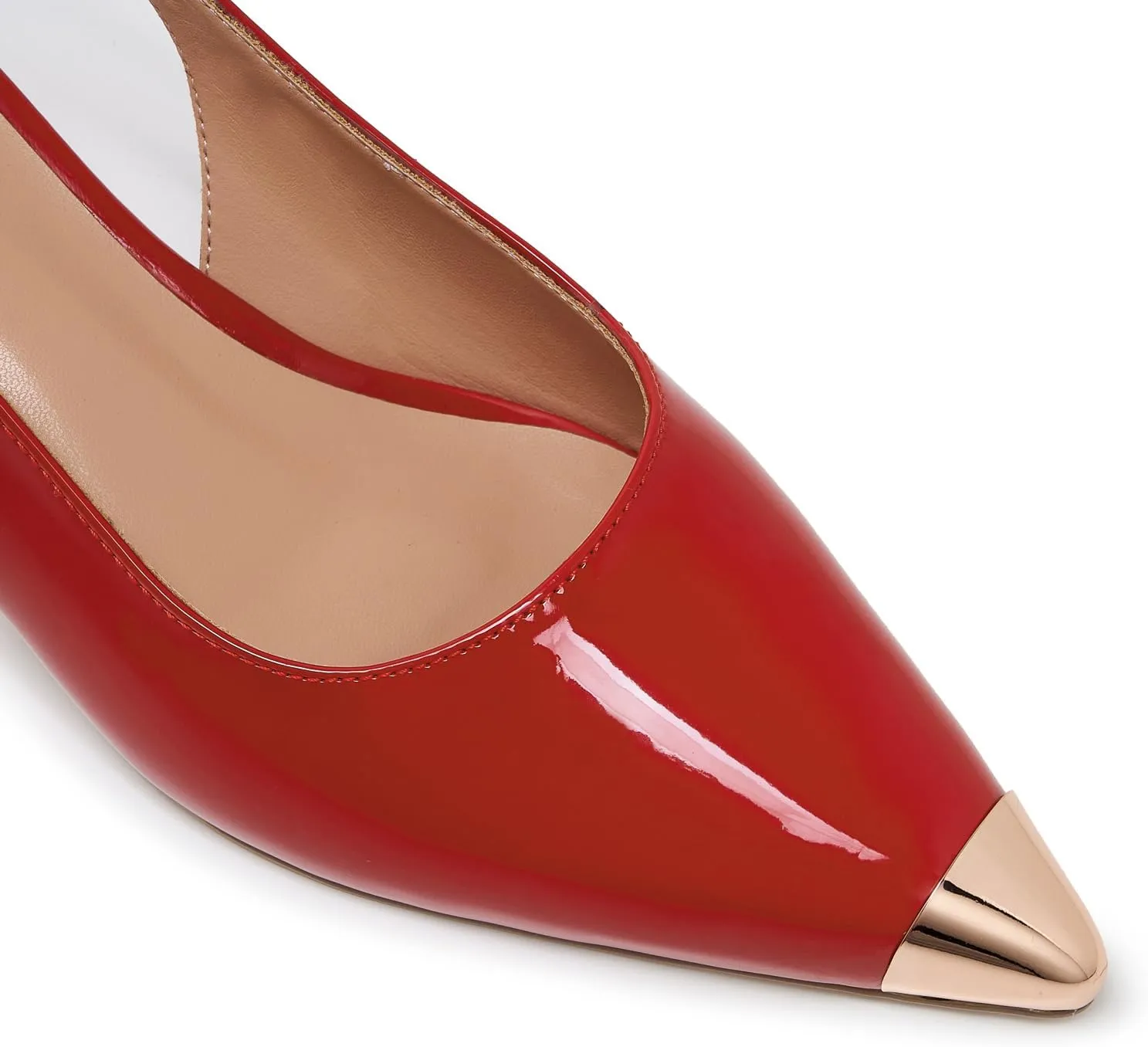 ZXHYZLZ Kitten Heels For Women Metal Pointed Toe Slingback 2-inch Comfortable Low Pumps Closed Toe Adjustable Sling